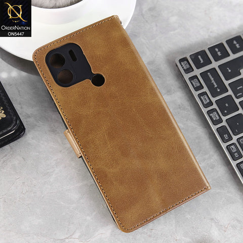 Xiaomi Poco C50 Cover - Light Brown -  Premium Leather Megantic Flip Book Covers With Card Holding Option