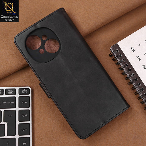 Tecno Spark Go 1 Cover - Black - Premium Leather Megantic Flip Book Covers With Card Holding Option
