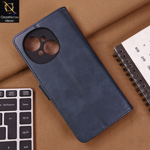 Tecno Spark Go 1 Cover - Blue - Premium Leather Megantic Flip Book Covers With Card Holding Option