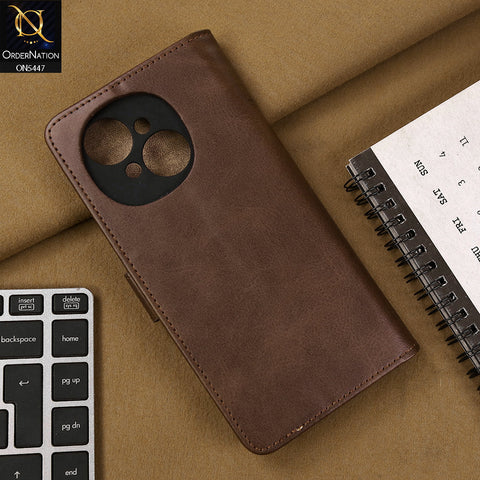 Tecno Pop 9 Cover - Dark Brown - Premium Leather Megantic Flip Book Covers With Card Holding Option