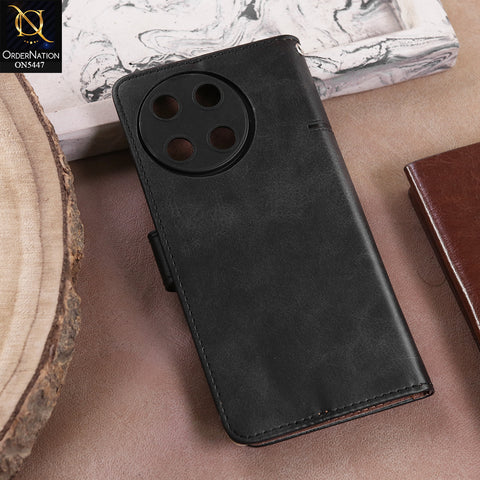 Realme 11 5G  - Black -  Premium Leather Megantic Flip Book Covers With Card Holding Option