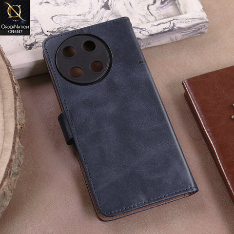 Realme 11 5G  - Blue -  Premium Leather Megantic Flip Book Covers With Card Holding Option