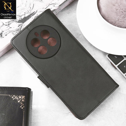 Realme 12 Plus Cover - Black -  Premium Leather Megantic Flip Book Covers With Card Holding Option