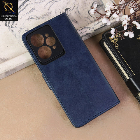 Realme 15 Pro Cover - Blue  - Premium Leather Megantic Flip Book Covers With Card Holding Option