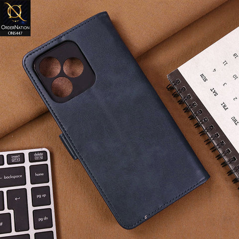 Realme C51 Cover - Blue - Premium Leather Megantic Flip Book Covers With Card Holding Option