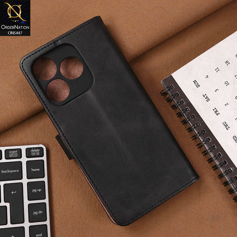Realme C61 Cover - Black - Premium Leather Megantic Flip Book Covers With Card Holding Option
