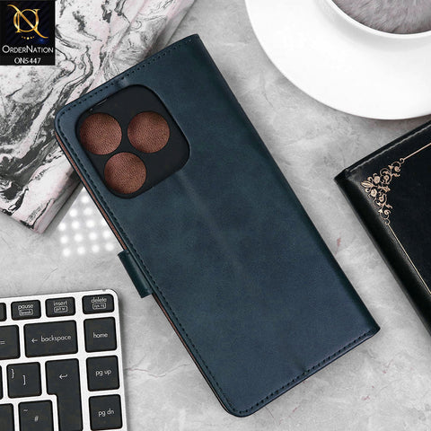 Realme C61 Cover - Blue - Premium Leather Megantic Flip Book Covers With Card Holding Option