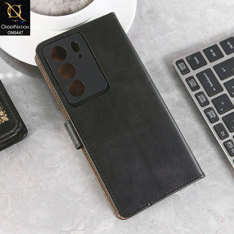 Realme C71 Cover - Black -  Premium Leather Megantic Flip Book Covers With Card Holding Option