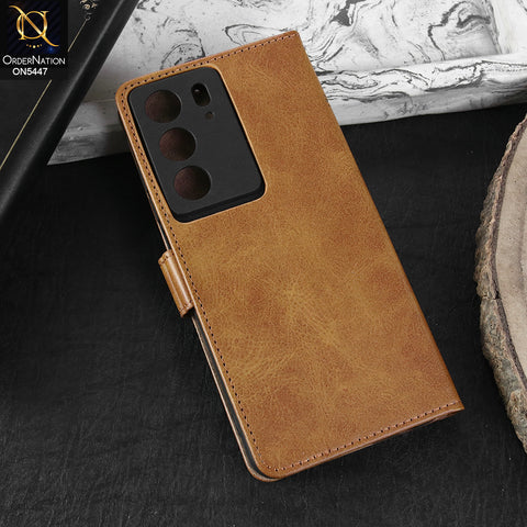 Realme C71 Cover - Light Brown  - Premium Leather Megantic Flip Book Covers With Card Holding Option