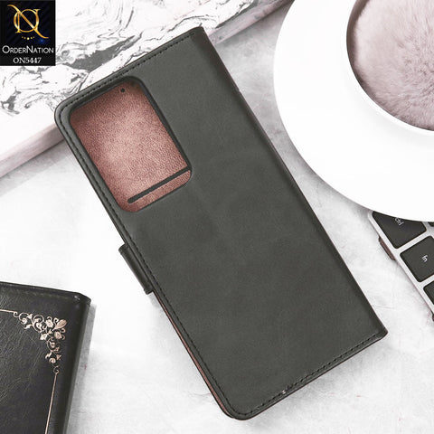 Realme C75 Cover - Black -  Premium Leather Megantic Flip Book Covers With Card Holding Option