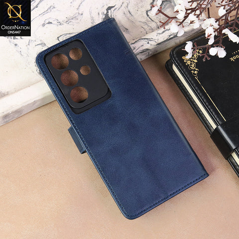 Realme C85 Cover - Blue  - Premium Leather Megantic Flip Book Covers With Card Holding Option