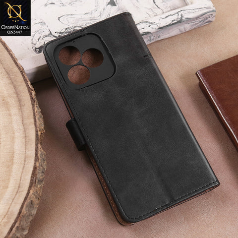 Realme C53  - Black -  Premium Leather Megantic Flip Book Covers With Card Holding Option