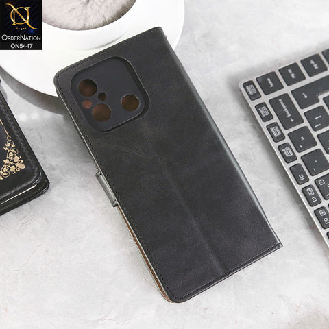 Xiaomi Poco C55 Cover - Black -  Premium Leather Megantic Flip Book Covers With Card Holding Option