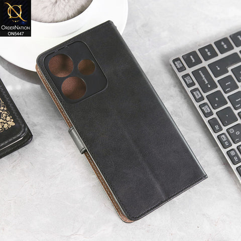 Xiaomi Redmi 13 Cover - Black -  Premium Leather Megantic Flip Book Covers With Card Holding Option