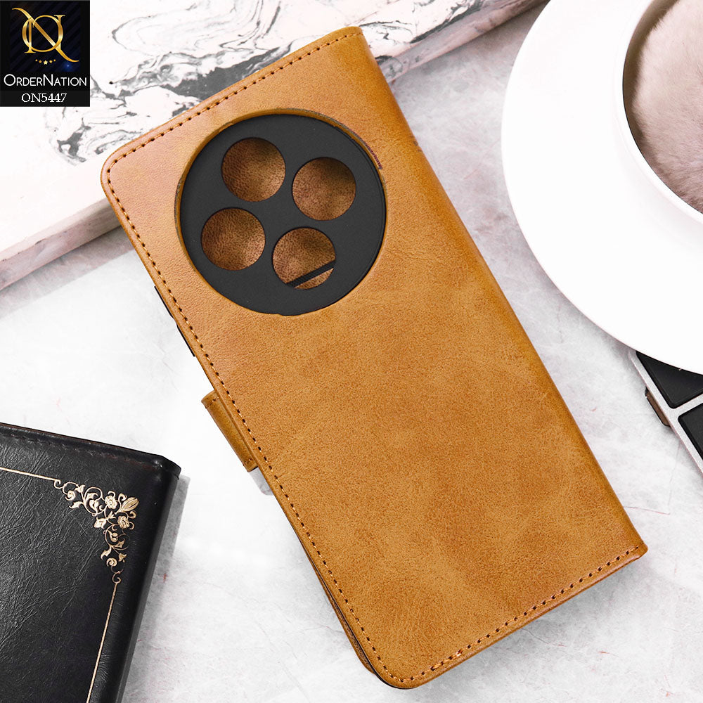 Xiaomi Redmi 14C Cover - Light Brown -  Premium Leather Megantic Flip Book Covers With Card Holding Option