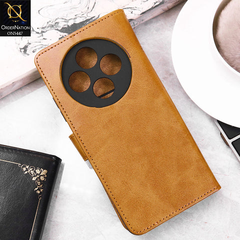 Xiaomi Redmi 14R Cover - Light Brown -  Premium Leather Megantic Flip Book Covers With Card Holding Option