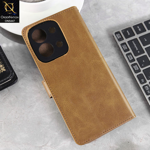 Xiaomi Poco C85 4G Cover - Light Brown -  Premium Leather Megantic Flip Book Covers With Card Holding Option