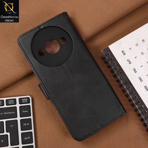 Xiaomi Redmi A3 Cover - Black - Premium Leather Megantic Flip Book Covers With Card Holding Option