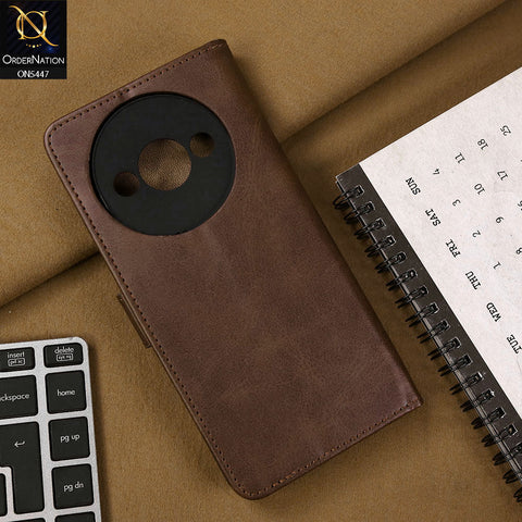 Xiaomi Redmi A3x Cover - Dark Brown - Premium Leather Megantic Flip Book Covers With Card Holding Option