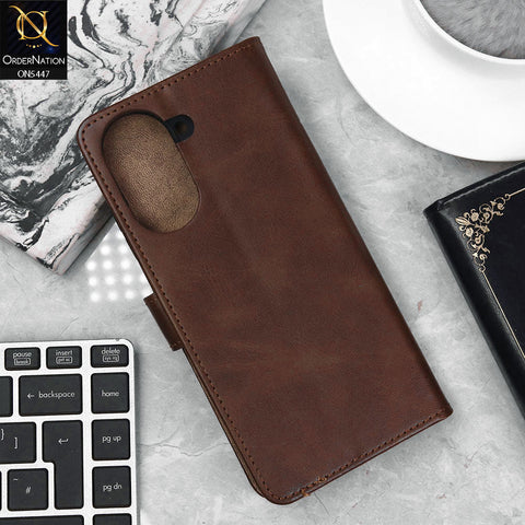 Xiaomi Redmi A5 4G Cover - Dark Brown - Premium Leather Megantic Flip Book Covers With Card Holding Option