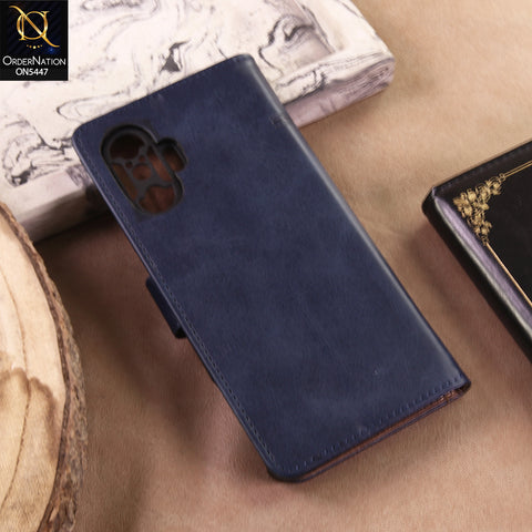 Xiaomi Redmi K40 Gaming Cover - Blue - Premium Leather Megantic Flip Book Covers With Card Holding Option