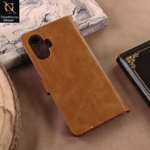 Xiaomi Redmi K40 Gaming Cover - Light Brown - Premium Leather Megantic Flip Book Covers With Card Holding Option