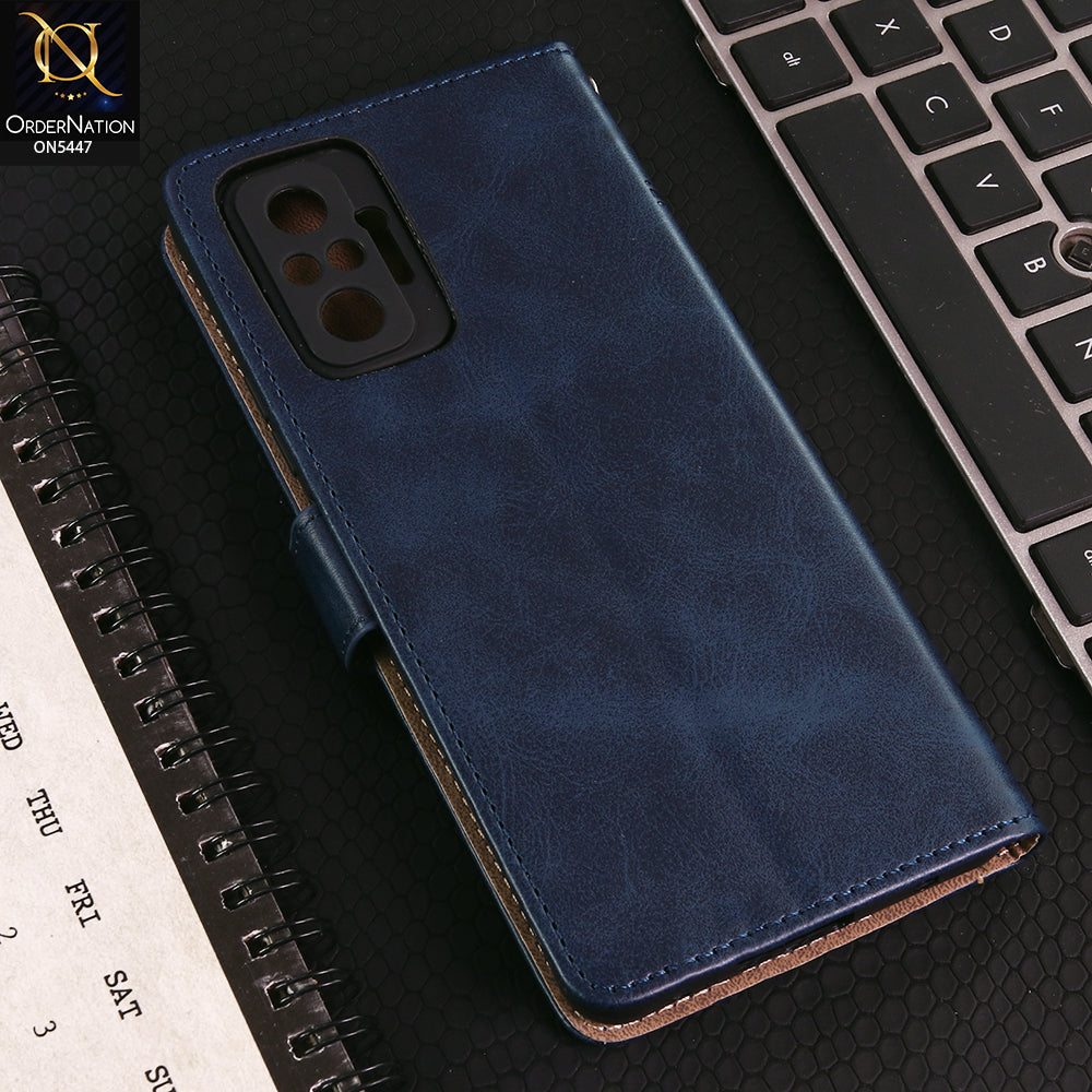 Xiaomi Redmi Note 10 Pro 4G Cover - Blue - Premium Leather Megantic Flip Book Covers With Card Holding Option