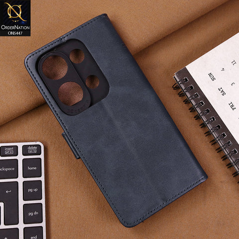 Xiaomi Redmi Note 13 Pro 4G Cover - Blue - Premium Leather Megantic Flip Book Covers With Card Holding Option
