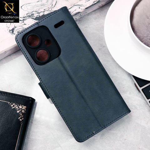 Xiaomi Redmi Note 13 Pro Plus 5G Cover - Blue -  Premium Leather Megantic Flip Book Covers With Card Holding Option