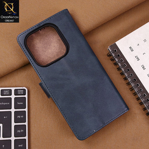 Xiaomi Redmi Note 14 4G Cover - Blue - Premium Leather Megantic Flip Book Covers With Card Holding Option