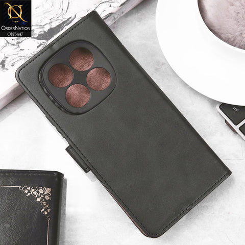 Xiaomi Redmi Note 14 Pro 4G Cover - Black -  Premium Leather Megantic Flip Book Covers With Card Holding Option