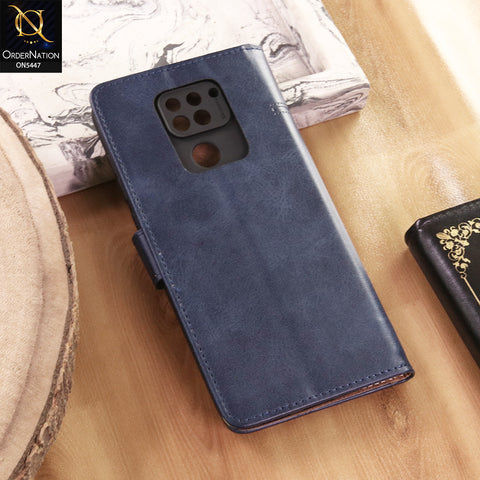Xiaomi Redmi Note 9 Cover  - Blue - Premium Leather Megantic Flip Book Covers With Card Holding Option