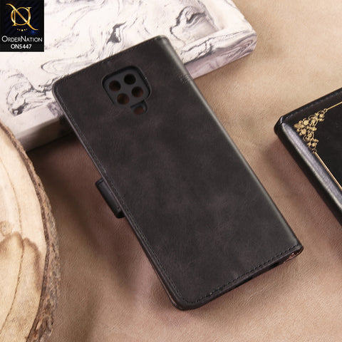 Xiaomi Redmi Note 9 Pro Cover - Black - Premium Leather Megantic Flip Book Covers With Card Holding Option