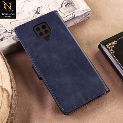 Xiaomi Poco M2 Pro Cover - Blue - Premium Leather Megantic Flip Book Covers With Card Holding Option