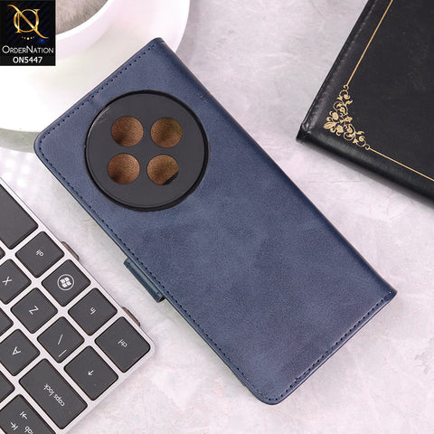 Oppo Reno 12F Cover - Blue - Premium Leather Megantic Flip Book Covers With Card Holding Option