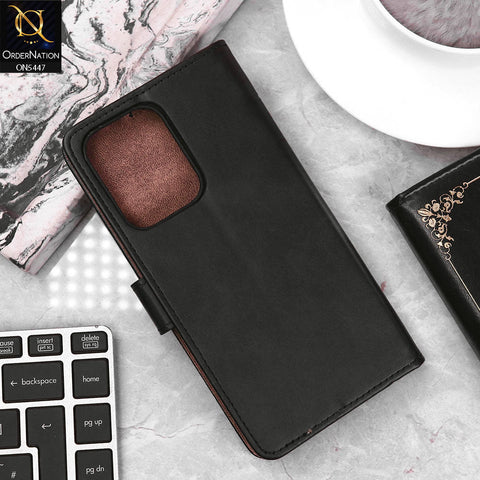 Oppo Reno 13 Cover - Black - Premium Leather Megantic Flip Book Covers With Card Holding Option