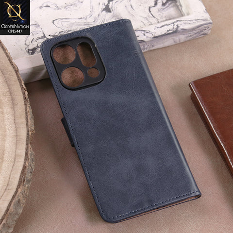Oppo Reno 14 Pro  - Blue -  Premium Leather Megantic Flip Book Covers With Card Holding Option