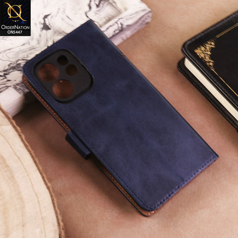 Oppo Reno 15F Cover  - Blue - Premium Leather Megantic Flip Book Covers With Card Holding Option