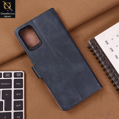 Oppo Reno 4 - Blue -  Premium Leather Megantic Flip Book Covers With Card Holding Option