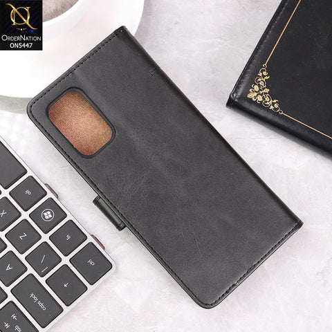 Oppo Reno 6 Cover - Black - Premium Leather Megantic Flip Book Covers With Card Holding Option
