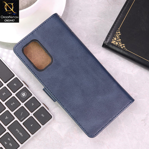 Oppo Reno 6 Cover - Blue - Premium Leather Megantic Flip Book Covers With Card Holding Option