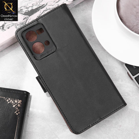 Oppo Reno 7 4G Cover - Black -  Premium Leather Megantic Flip Book Covers With Card Holding Option