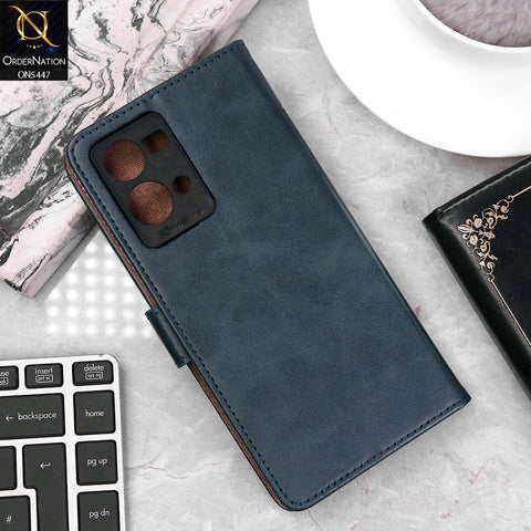 Oppo F21 Pro 4G Cover - Blue - Premium Leather Megantic Flip Book Covers With Card Holding Option