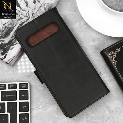 Samsung Galaxy S10 5G Cover - Black - Premium Leather Megantic Flip Book Covers With Card Holding Option