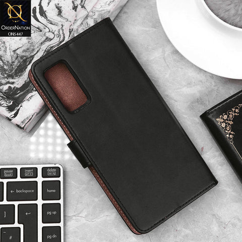 Samsung Galaxy S20 FE Cover - Black - Premium Leather Megantic Flip Book Covers With Card Holding Option