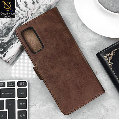 Samsung Galaxy S20 FE Cover - Dark Brown - Premium Leather Megantic Flip Book Covers With Card Holding Option