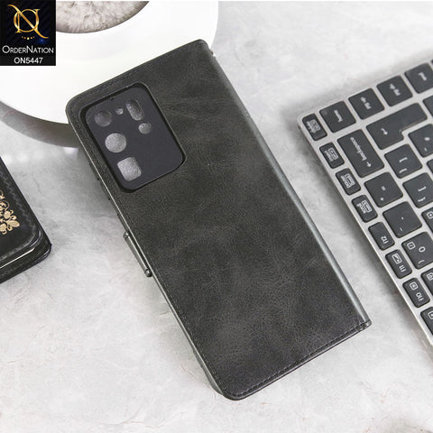 Samsung Galaxy S20 Ultra Cover - Black -  Premium Leather Megantic Flip Book Covers With Card Holding Option