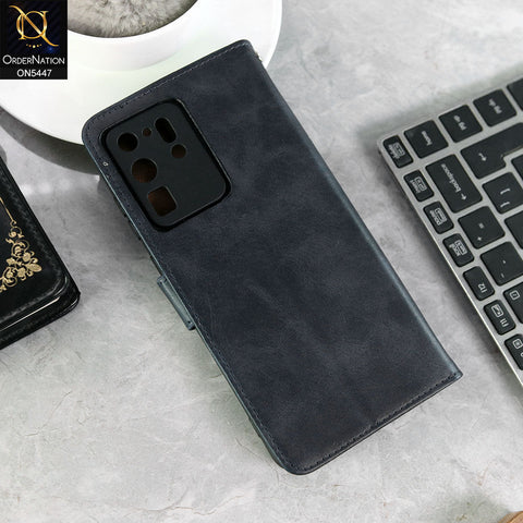 Samsung Galaxy S20 Ultra Cover - Blue -  Premium Leather Megantic Flip Book Covers With Card Holding Option