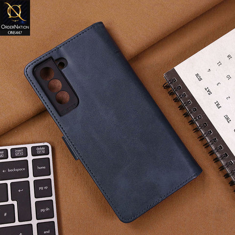 Samsung Galaxy S21 Plus 5G Cover - Blue - Premium Leather Megantic Flip Book Covers With Card Holding Option