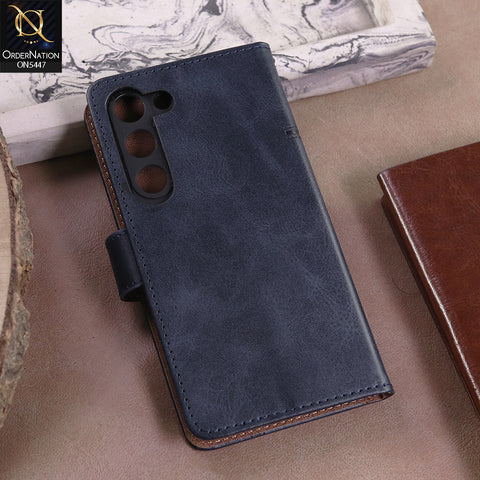Samsung Galaxy S23 5G  - Blue -  Premium Leather Megantic Flip Book Covers With Card Holding Option